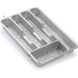 Plasticforte Bestekbak - zilverkleurig - 5-vaks - 24 x 34 x 4 cm - Bestekbakken