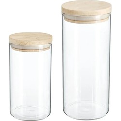 Set van 6x keuken voorraadbussen/potten glas 1.0 en 1.3 Liter inhoud - Voorraadpot