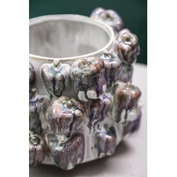 PTMD Bloempot Bauer - 26x26x18 cm - Keramiek - Blauw