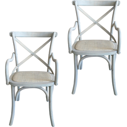 Set van 2 bridge fauteuils van massief hout en webbing L62 cm - BISTROT