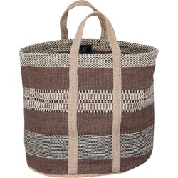 PTMD Toccara Brown jute round basket lines pattern L