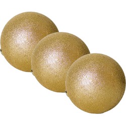 4x stuks grote kerstballen goud glitters kunststof 15 cm - Kerstbal