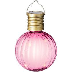 Lumineo Solar lampion voor buiten - LED - roze - 11 cm - buitenverlichting - Lampionnen