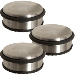 3x Stuks ronde deurstopper 10 x 4,5 cm van metaal - Deurstoppers