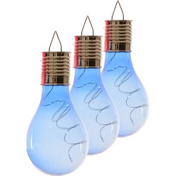 Lumineo solar tuin 10x stuks LED ophang verlichting/lampjes blauw 14 x 8 cm - Buitenverlichting