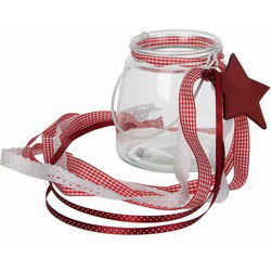 Waxinehouder met lint maat in cm: 12.5 x 12.5 glas