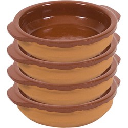 4x Terracotta tapas bakjes/schaaltjes 17 cm - Snack en tapasschalen