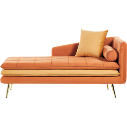 GONESSE - Chaise longue - Oranje - Rechtszijdig - Fluweel