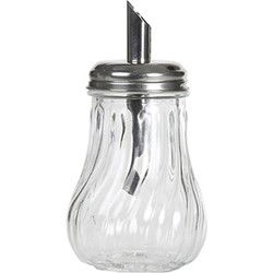 Alessandro Suikerpot - glas/rvs - transparant/zilver - 7 x 14 cm - Suikerstrooiers