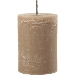 J-line - Buitenkaars Pilaar Paraffine Taupe Medium-95uren - 21x15x15cm