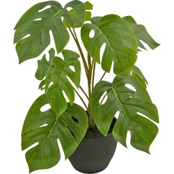 Kunst Monstera 40 cm in sierpot zwart