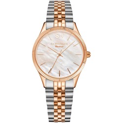 LW Collection SJ WATCHES Meaux dames horloge Zilverkleurig Rosé 32mm Seashell wijzerplaat