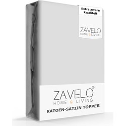 Zavelo Deluxe Katoen-Satijn Topper Hoeslaken Grijs-1-persoons (90x220 cm)