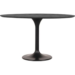 LABEL51 Eetkamertafel Otto - Zwart - Mangohout - 130 cm - Rond