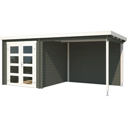 Blokhut met overkapping Helena 472x230 Green Grey-Wit
