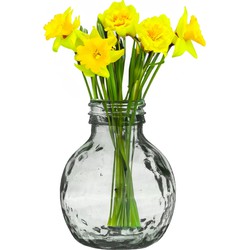 Natural Living Bloemenvaas Lourdes - transparant - gerecycled glas - D25 x H30 cm - Ronde vorm - Vazen