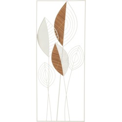 J-line - Wanddecoratie Bladeren Metaal/bamboo Mix Small - 30x75x2.5cm