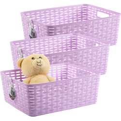 Plasticforte Opbergmand - 2x - Kastmand - rotan kunststof - paars - 12 Liter - 30 x 37 x 13 cm - Opbergmanden