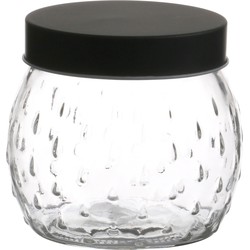 Urban Living Voorraadpot/bewaarpot Roma - 1L - glas - zwart - D13 x H13 cm - Voorraadpot