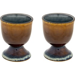 Cosy & Trendy Eierdopje - 6x - aardewerk - grijs/blauw - 5 cm - Eierdopjes