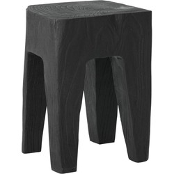 MUST Living Stool Vito Black,45x30x30 cm, black recycled teakwood with natural cracks