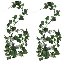 2x Groene Hedera Helix klimop kunstplanten 180 cm - Kunstplanten