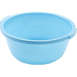 Set van 2x stuks kunststof teiltje/afwasbak rond 10 liter blauw - Afwasbak