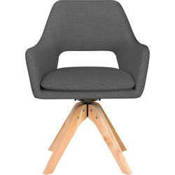 Eetkamerstoel Mos Grijs Houten Swivel - Giga Meubel