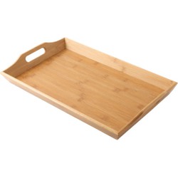 Decopatent® Dienblad rechthoek - Groot Dienblad met handvaten - Bamboe houten Dienblad - Afm 50 x 30 x 6 Cm.
