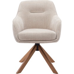 Eetkamerstoel Linnen - Eikenhout - 57x65x86cm - Avola - Set van 2