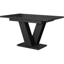 Meubella - Eetkamertafel Moris - Zwart marmerlook - 160 cm - Uitschuifbaar