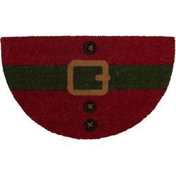 Clayre & Eef Deurmat 75x45 cm Rood Kokosvezel PVC Kerstman Kokosmat