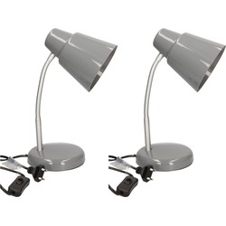 2x stuks staande bureaulampen grijs 14 x 14 x 34 cm verstelbare lamp verlichting - Bureaulampen