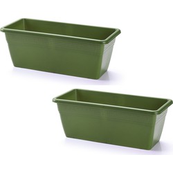 2x stuks plantenbak groen rechthoekig 40 x 18 x 15 cm - Plantenbakken