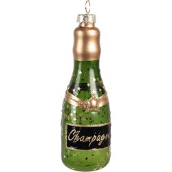 Clayre & Eef Kersthanger Fles 12 cm Groen Glas Kerstboomversiering