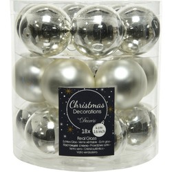 Decoris Kleine kerstballen - 18x st - zilver - D4 cm - glas - Kerstbal