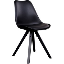 Bergen Dining Chair - Chair in black with black wood legs - set of 2