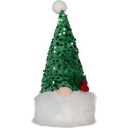 Clayre & Eef Kerstdecoratie met LED-verlichting Kabouter 10x10x25 cm Groen Synthetisch
