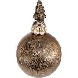 Clayre & Eef Kerstbal Bruin Glas