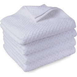 DoubleDry Handdoekenset - Popcorn Weave - 4 Stuks - 70x140 cm - 100% Katoen - OEKO-TEX Made in Green - Wit