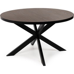 Stalux Ronde eettafel 'Daan' 120cm, kleur zwart / bruin hout