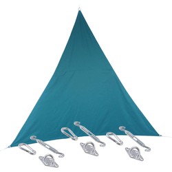 Premium kwaliteit schaduwdoek/zonnescherm Shae driehoek blauw 3 x 3 x 3 meter met ophanghaken - Schaduwdoeken