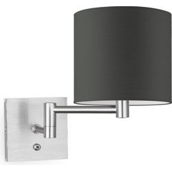 Moderne wandlamp Bling - antraciet - wandlamp Swing inclusief lampenkap 20/20/17cm - geschikt voor E27 LED lamp - Wandlamp geschikt voor woonkamer, slaapkamer, corridor