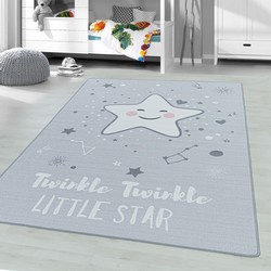 Tapijtenloods Play Vloerkleed Kinderkamer Little Star Laagpolig Grijs- 80x120 CM