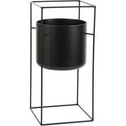 Mica Decorations Porte Bloempot - H55 x Ø26 cm - Op Standaard - Zwart