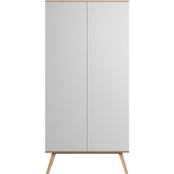 Kast met 2 deuren, kledingstang en 8 planken L100 x H207cm - Nature