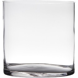 Transparante home-basics cylinder vorm vaas/vazen van glas 19 x 19 cm - Vazen