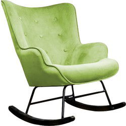 Aemely® Schommelstoel 'Steerne' - Dino Groen Velvet, Zwart Hout