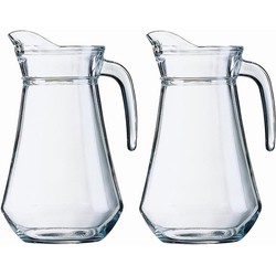 2x Sapkan/waterkan van glas 1000 ml - Schenkkannen