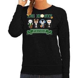 Bellatio Decorations Foute Kersttrui/sweater dames - de hosti band - zwart - kerstmuziek - band S - kerst truien